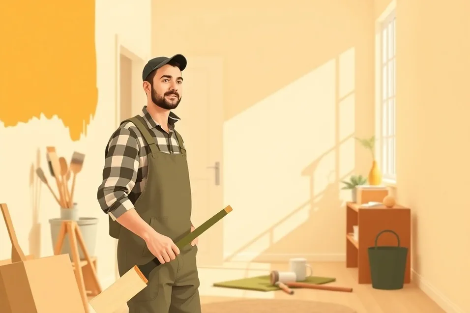 Intérieur rénové après travaux de peinture à La Trinité