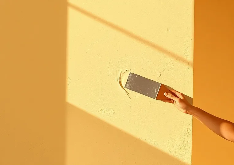 Application d'un enduit décoratif à la lisseuse sur un mur