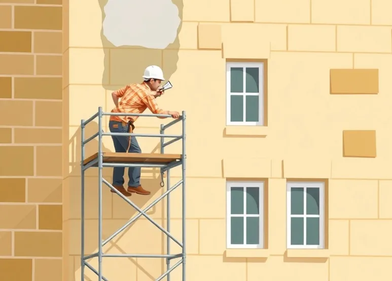 Ravalement de façade en pierre, nettoyage et application d'enduit
