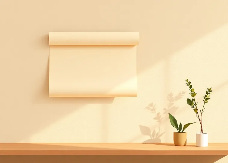 Pose de papier peint, rouleau et brosse à maroufler